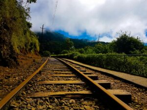 railway line under blue sky